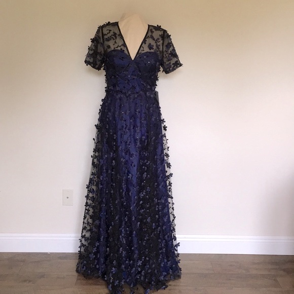 carmen marc valvo navy dress